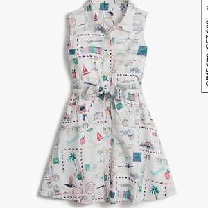 Crewcuts White Sleeveless Dress with Colorful Print